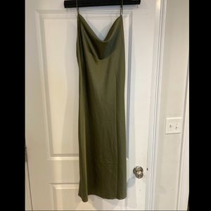 Beginning Boutique- Army Green Silky Slip Dress - Tags still on